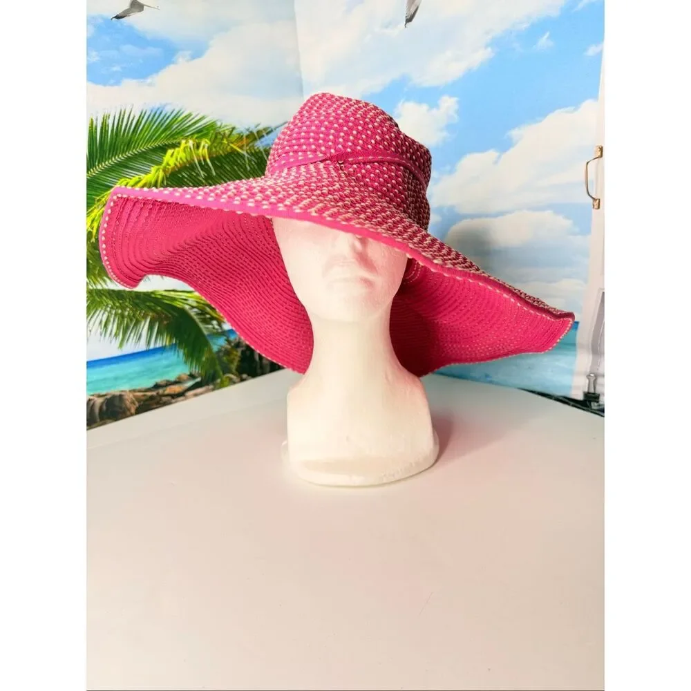 SanHat Diego Co Pink Wide Brim Sun Hat Floppy Beach Hat Packable Vacation Resort